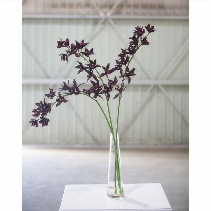 38" Hand-Wrapped Cymbidium Orchid Silk Flower Stem -Plum (Pack of 12) - FSO010-PL