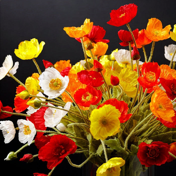 23.5" Silk Poppy Flower Spray -White (Pack of 12) - FSP304-WH