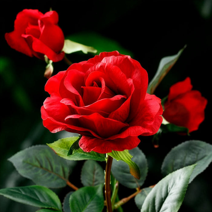 22" Silk Rose Bud Flower Spray -Red (Pack of 12) - FSR075-RE
