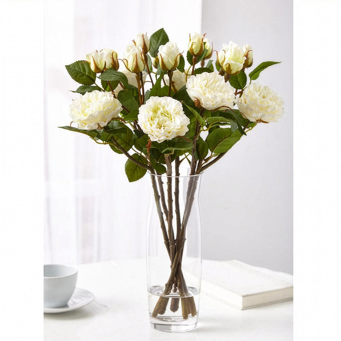 18.75" Silk Rose Flower Stem -Cream (Pack of 12) - FSR152-CR