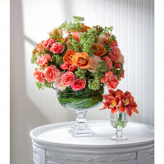 17.5" Silk Open Rose Bud Flower Spray -Pastel Apricot (Pack of 12) - FSR310-AP/PS
