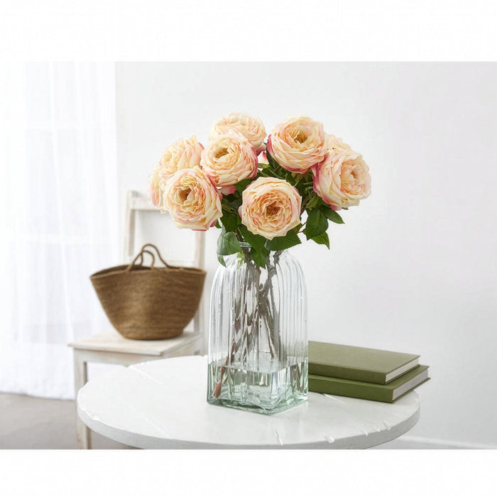20" Silk Cabbage Rose Bud Flower Stem -2 Tone Pink (Pack of 12) - FSR839-PK/TT
