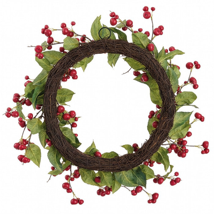 20" Crabapple Artificial Wreath -Red (Pack of 2) - FWB001-RE