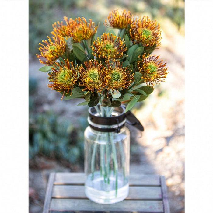 28" Plastic Protea Artificial Flower Stem -Rust (Pack of 12) - GTP880-RU