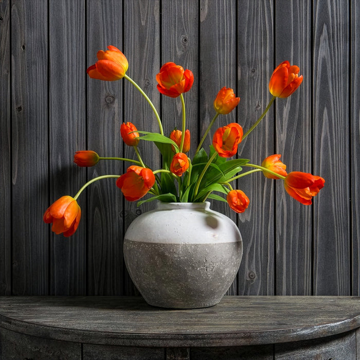 24" Hand-Wrapped Silk Tulip Flower Spray Bundle -Orange (Pack of 12) - HST130-OR