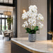 37" Silk Phalaenopsis Orchid Flower Arrangement w/Ceramic Vase -Cream/Green - LFO620-CR/GR