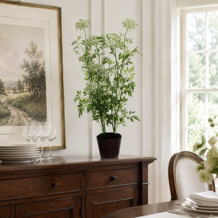 40.5" Queen Anne's Lace Plant Silk Flower Arrangement -White - LFQ119-WH