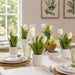 9" Tulip Silk Flower Arrangement w/Terra Cotta Vase -White (Pack of 12) - LFT239-WH