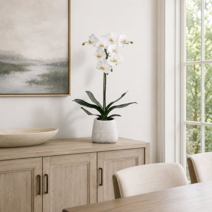 30" Hand-Wrapped Phalaenopsis Orchid Silk Flower Arrangement -White - LHO231-WH