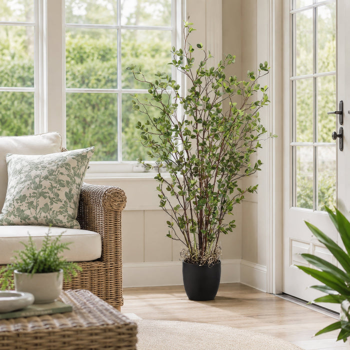 5' Mini Leaf Silk Plant w/Pot -Green - LP0008-GR