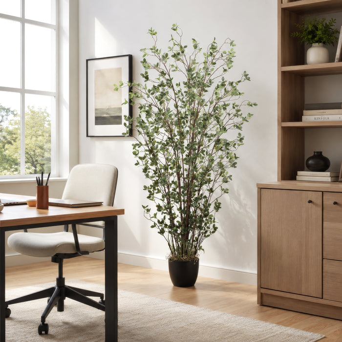6' Mini Leaf Silk Plant w/Pot -Green - LP0009-GR