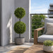 37" Outdoor UV-Resistant Artificial Double Boxwood Ball-Shaped Topiary w/Pot, Battery LED Pre-Lit -Green - LPB251-GR
