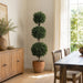 6' Boxwood Triple Ball-Shaped Artificial Topiary Tree w/Pot -2 Tone Green - LPB276-GR/TT