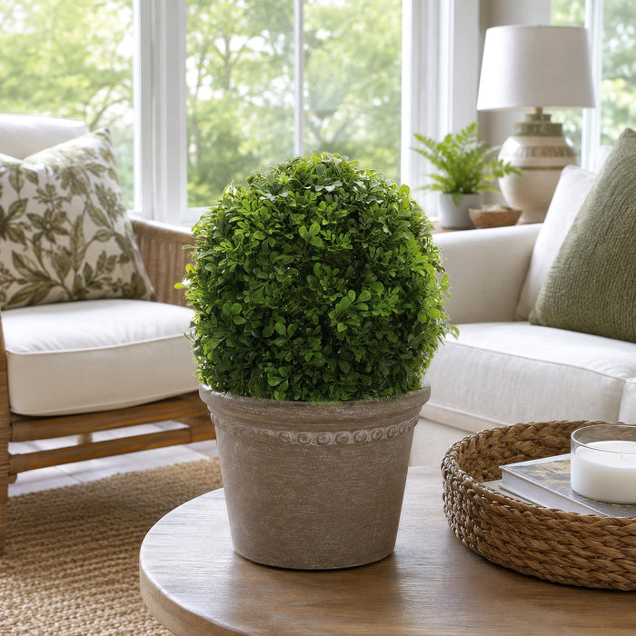 1'4" Boxwood Ball-Shaped Artificial Topiary Tree w/Pot -Green - LPB323-GR