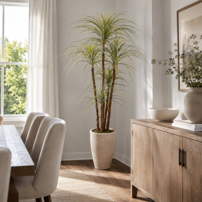 5'10" Silk Dracaena Tree w/Magnesium Oxide Pot -Green - LPD062-GR