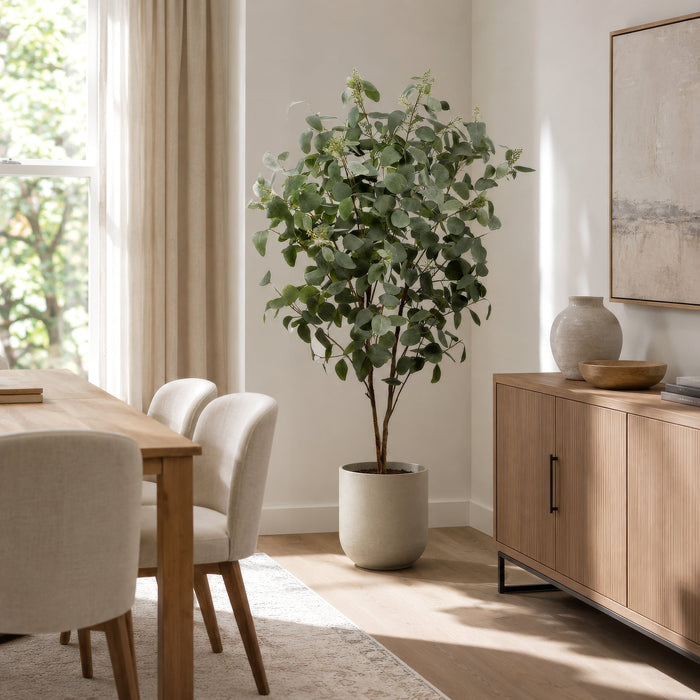 5'7" Silk Eucalyptus Leaf Tree w/Plastic Pot -Green - LPE015-GR