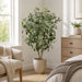 5'7" Silk Eucalyptus Leaf Tree w/Plastic Pot -Green - LPE015-GR