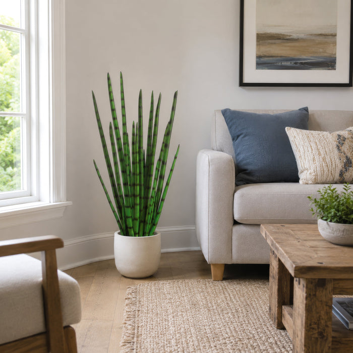 33" Sansevieria Snake Grass Artificial Plant w/Pot -Green - LZG723-GR
