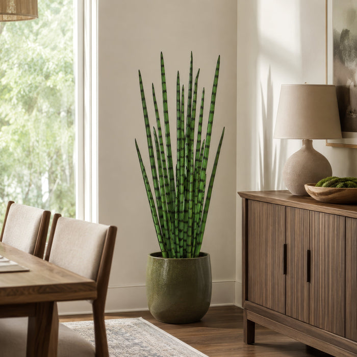 4' Sansevieria Snake Grass Artificial Plant w/Pot -Green - ZPG734-GR