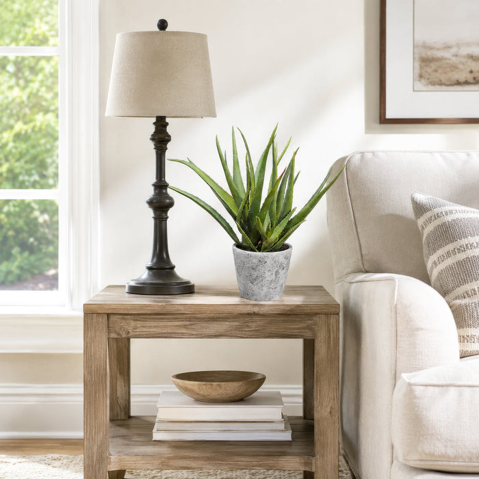 15.5" Aloe Artificial Plant w/Cement Pot -Green - LQS835-GR