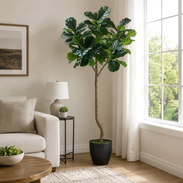 7' Fiddle Leaf Fig Faux Tree w/Pot -Green (Pack of 2) - LTF156-GR