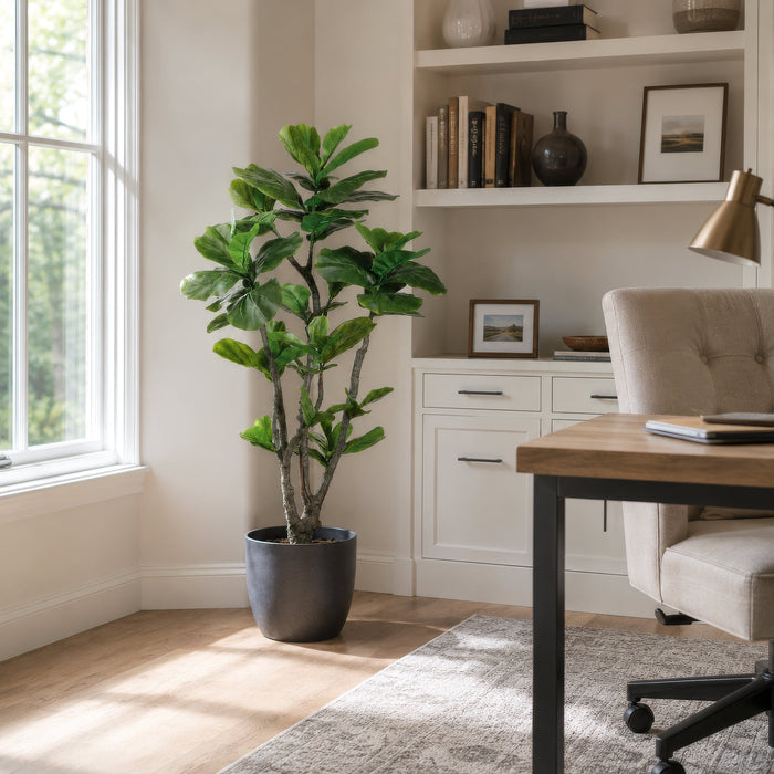 4' Fiddle Leaf Fig Silk Tree w/Pot -Green (Pack of 2) - LTF704-GR