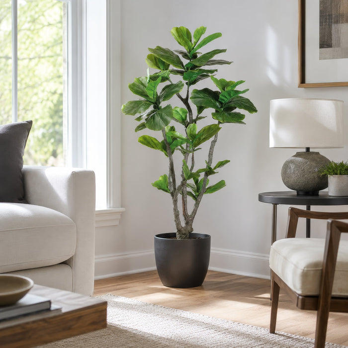 4' Fiddle Leaf Fig Silk Tree w/Pot -Green (Pack of 2) - LTF704-GR