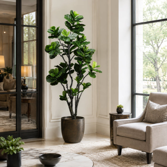 7' Fiddle Leaf Fig Faux Tree w/Pot -Green - LTF707-GR