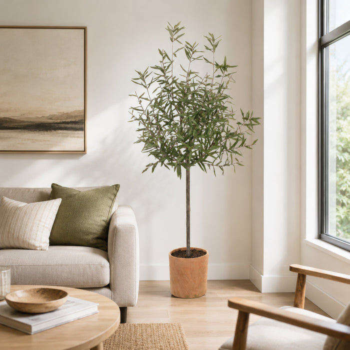 5'10" Silk Olive Tree w/Clay Pot -Green - LTO063-GR