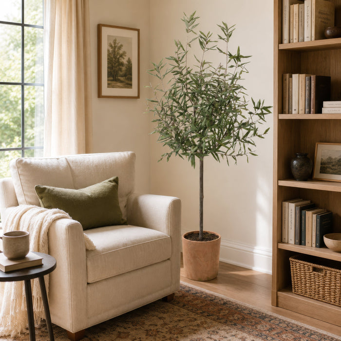5'10" Silk Olive Tree w/Clay Pot -Green - LTO063-GR