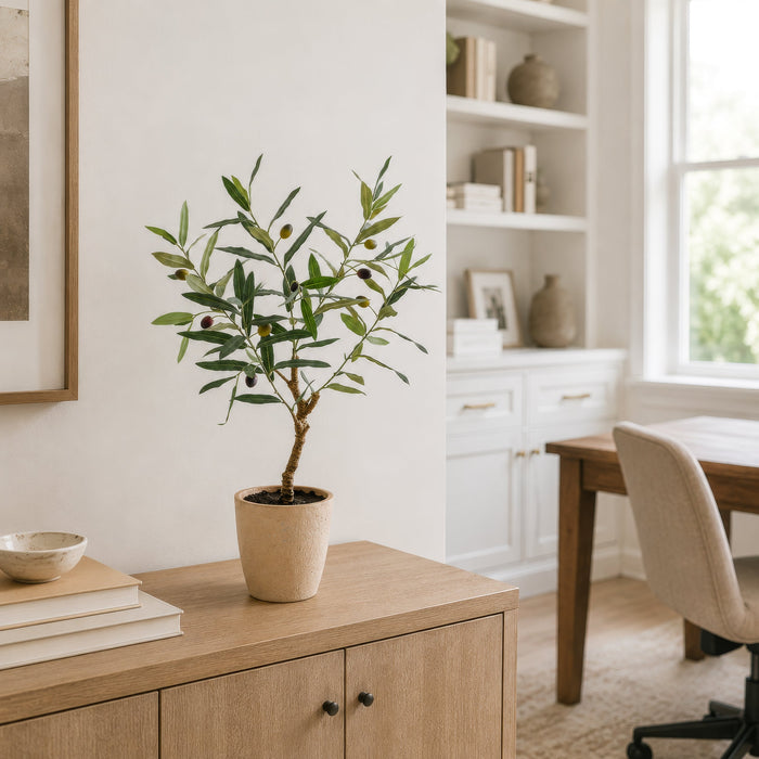 2'2" Silk Olive Tree w/Cement Pot -Green (Pack of 2) - LTO138-GR