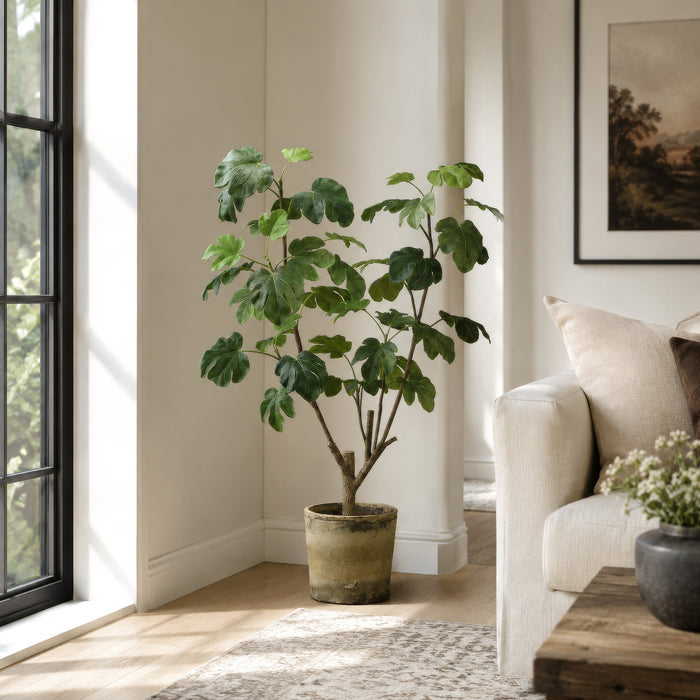 4' Fig Silk Tree w/Clay Pot -Green - LVF148-GR