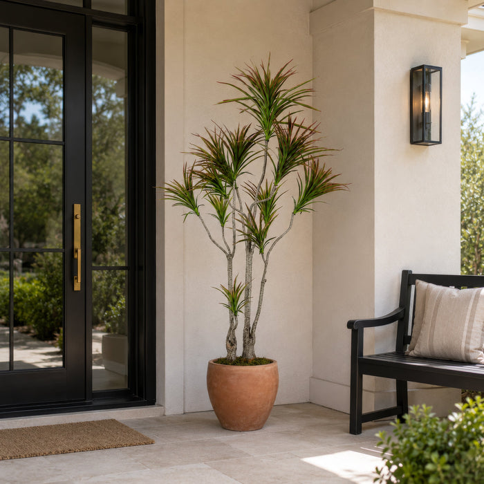 6' Outdoor Water-Resistant Artificial Dracaena Marginata Tree w/Pot -Green/Burgundy (Pack of 2) - LPD516-GR/BU