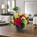 10.5"Hx13"W Peony, Rose & Ranunculus Silk Flower Arrangement w/Ceramic Pot -Pink/Green - MF8019-PK/GR