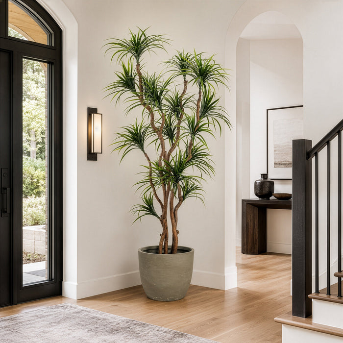 7'4"Hx54"W Dracaena Silk Tree w/Cement Planter -Green/Red - MT8013-GR/RE