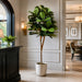 6' Fiddle Leaf Fig Ball-Shaped Topiary Silk Tree w/Pot -Green - SAFB165TJA6