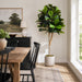 6' Fiddle Leaf Fig Ball-Shaped Topiary Silk Tree w/Pot -Green - SAFB165TJA6