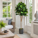 6' Fiddle Leaf Fig Ball-Shaped Topiary Silk Tree w/Pot -Green - SAFB165TJA6