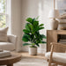 33" Multi Stem Silk Fiddle Leaf Fig Plant w/Pot -Green - SAFB165TS