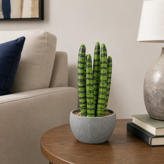 10.5" Artificial Sansevieria Snake Plant w/Pot -2 Tone Green - SAFDYA424
