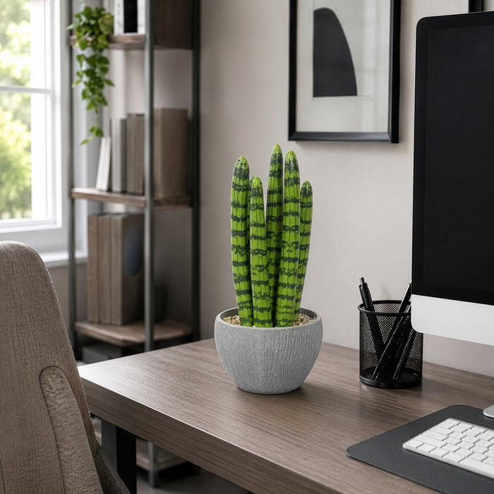 10.5" Artificial Sansevieria Snake Plant w/Pot -2 Tone Green - SAFDYA424