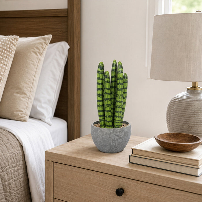 10.5" Artificial Sansevieria Snake Plant w/Pot -2 Tone Green - SAFDYA424
