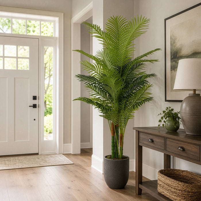 6'3" Silk Golden Cane Areca Palm Tree w/Pot -Green - SAFDYL125
