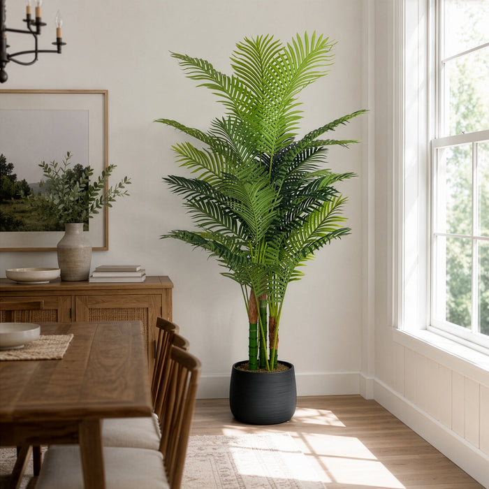 6'3" Silk Golden Cane Areca Palm Tree w/Pot -Green - SAFDYL125