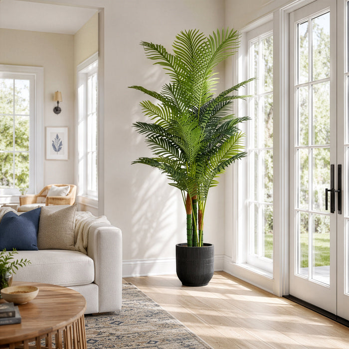 6'3" Silk Golden Cane Areca Palm Tree w/Pot -Green - SAFDYL125
