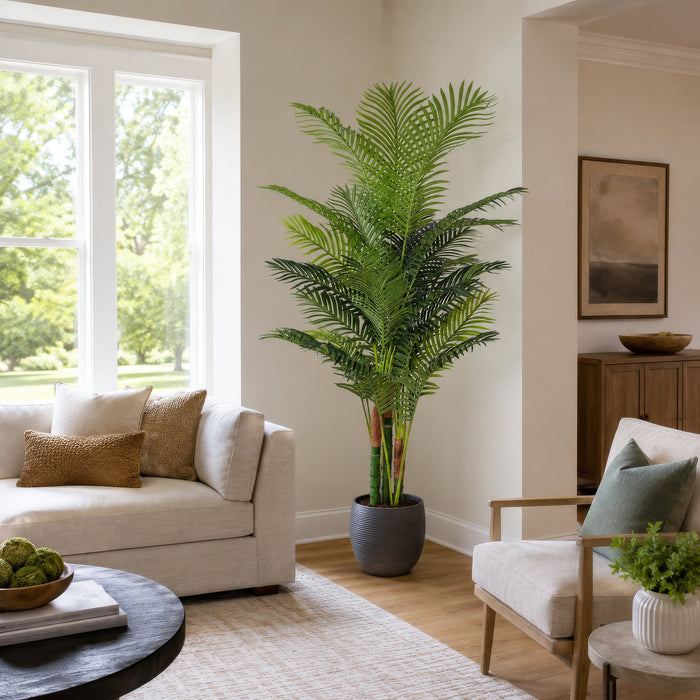 6'3" Silk Golden Cane Areca Palm Tree w/Pot -Green - SAFDYL125