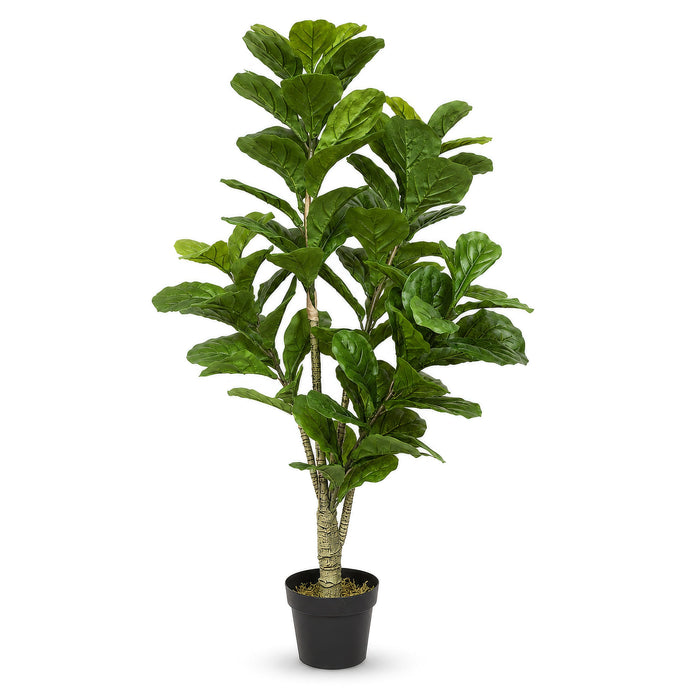 4'6" Real Touch Fiddle Leaf Fig Silk Tree w/Pot -90 Leaves -Green - SAFDYL209