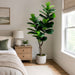5'10" Real Touch Fiddle Leaf Fig Silk Tree w/Pot -77 Leaves -Green - SAFDYL3088