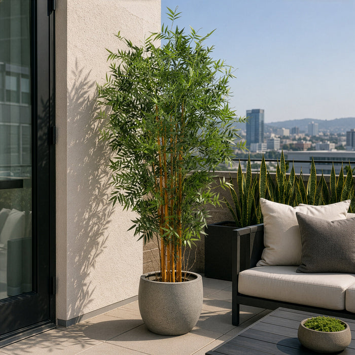 6' Outdoor UV-Proof Artificial Bamboo Tree w/Pot -Green - SAFTCF78