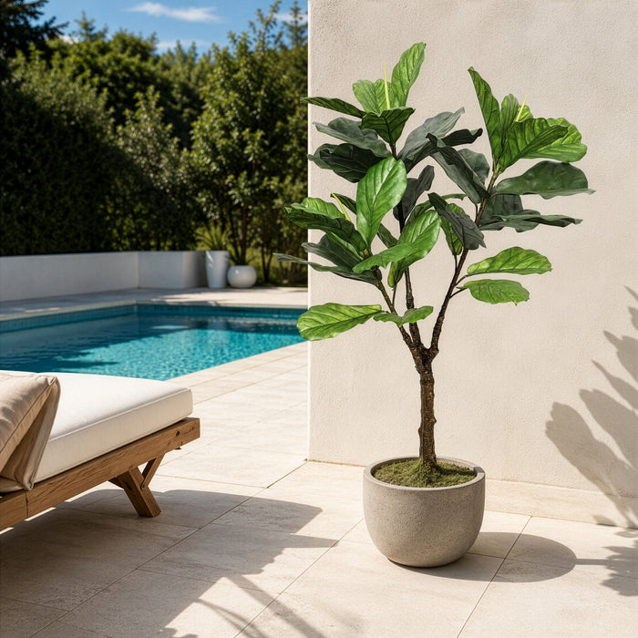 4'9" Outdoor UV-Proof Artificial Fiddle Leaf Fig Tree w/Pot -Green - SAFTCL191